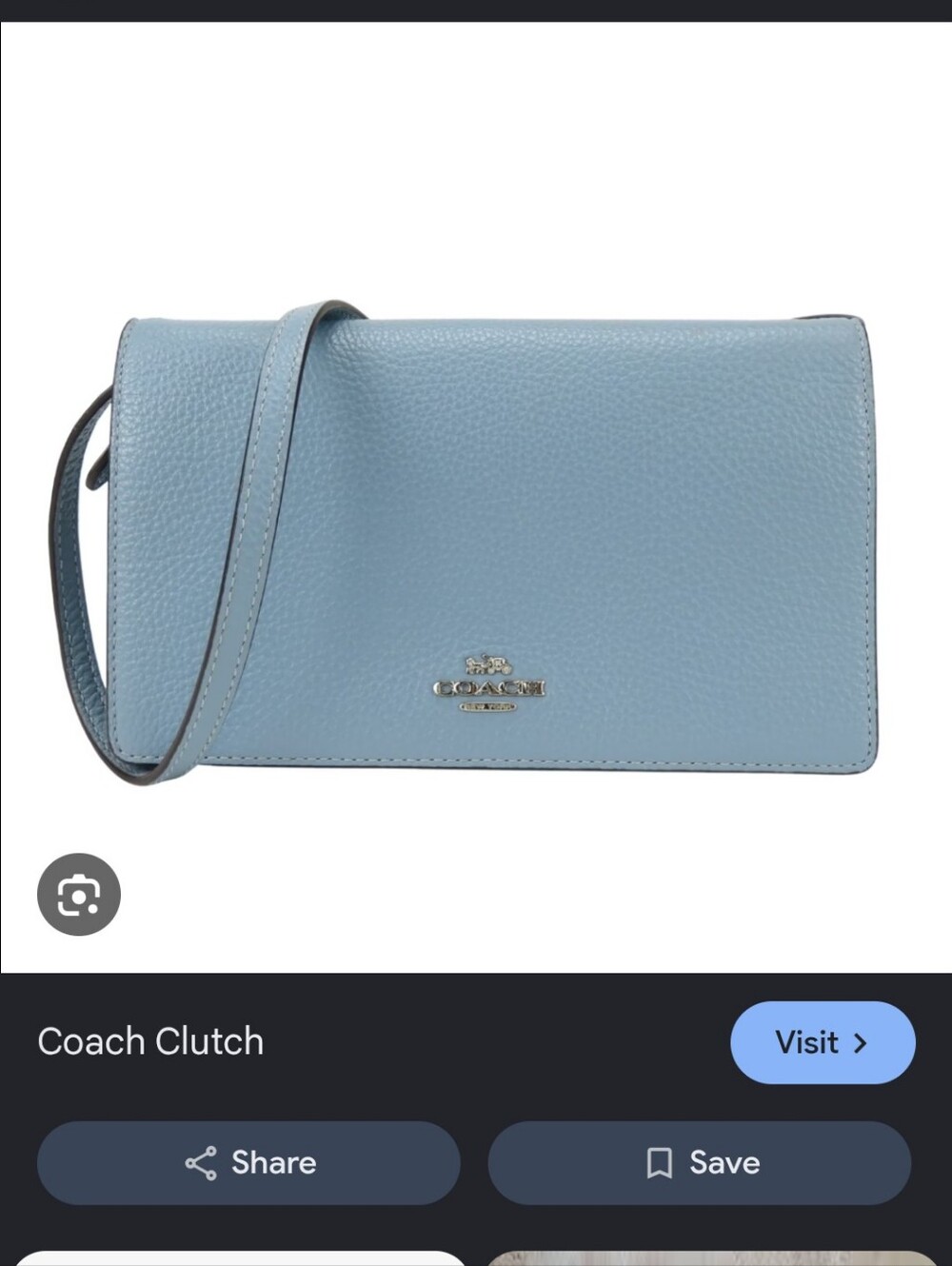 Coach Ana Pebbled Leather Crossbody Purse- Sky Blue